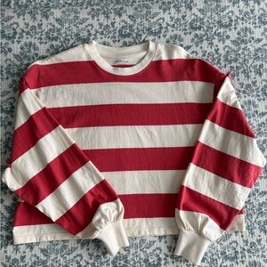 Aerie Balloon Sleeve Red and White Striped long sleeve t shirt